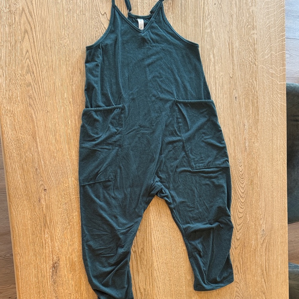 Girls Sleeveless yoga Romper in Dark Green